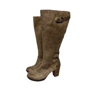 Born Tall Boots Women 9 Brown Leather Zip Knee High